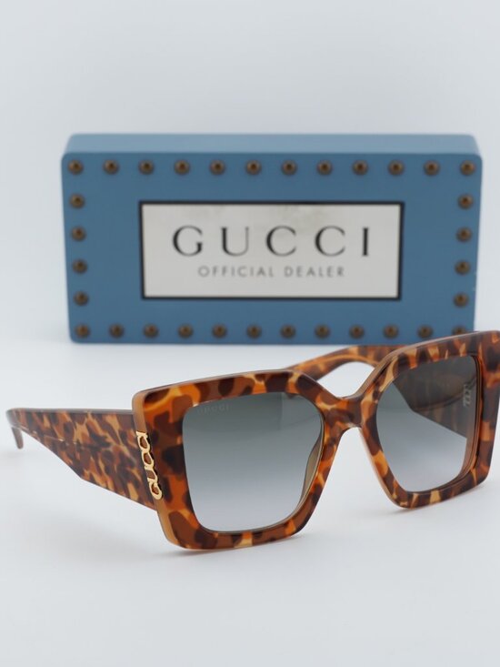 Gucci GG2039S 004 Butterfly Sunglasses - Havana / Grey main image 7